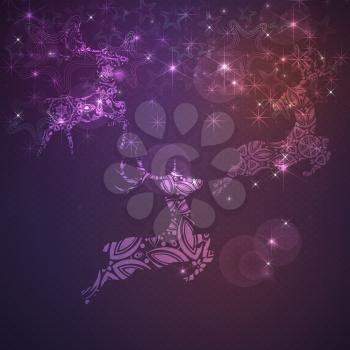 Celebration background with decorative ornamental deer silhouette.