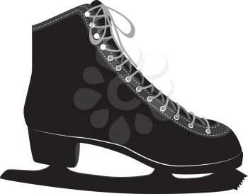 Black silhouette of an ice skate on white background.