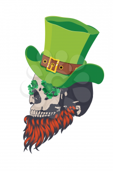 Abstract human skull with shamrock leaves design for St. Patrick's day.