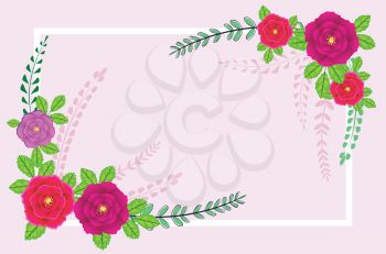 Colorful decorative banner with bright flowers, floral background design.