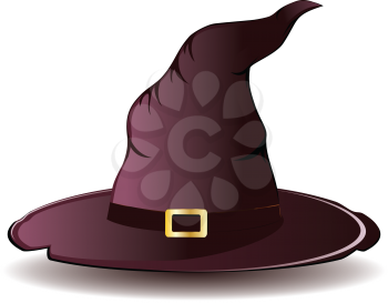 Illustration of tall witch hat on white background.