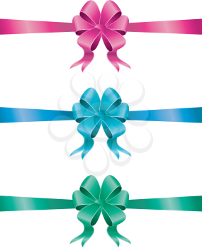 Set of decorative holiday bow in different colors.