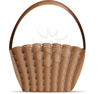 Illustration of empty woven basket on white background.