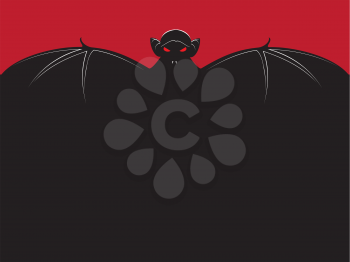Spooky vampire bat retro poster, halloween illustration.