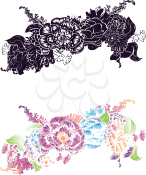 Colorful decorative flower crown, garland, floral illustration.