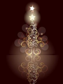 Decorative greeting card design with abstract Christmas tree.