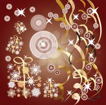 Illustration of abstract colorful Christmas background with ribbons.