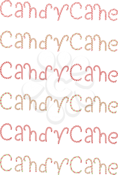 Tasty words Candy Cane made of sweets.