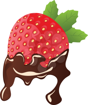 Delicious strawberry with chocolate on white background.