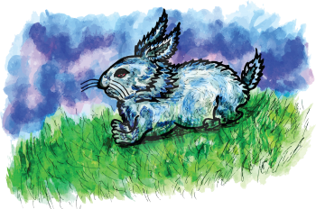 Grunge sketch of a cute rabbit, hand drawn illustration.