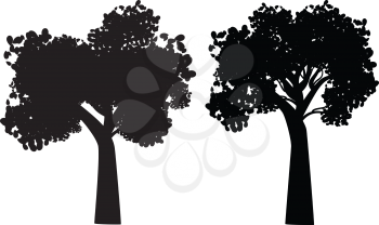 Decorative stylized tree design, abstract black silhouette.