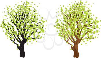 Illustration of abstract tree with fresh green leaves.
