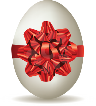 White egg with red bow, illustration was made with gradient mesh.