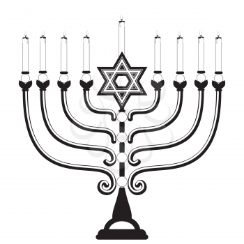 Jewish menorah for Hanukkah, Jewish festival of lights decoration symbol.