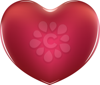 Red glossy heart icon, illustration on white background.