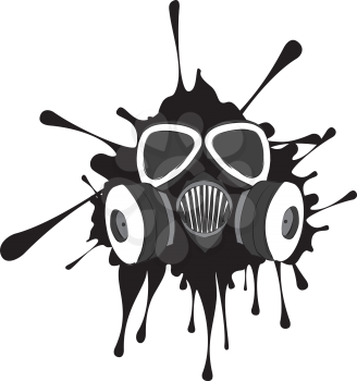 Cartoon grunge gas mask with splatters design illustration.
