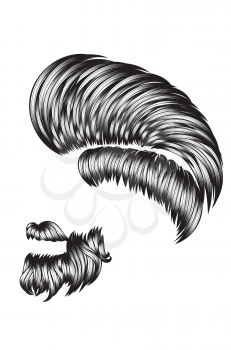 Bearded hipster hairstyle for men in black and white design.