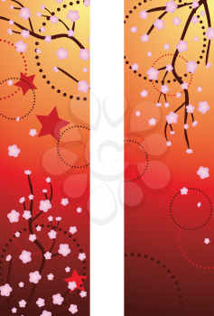 Spring themed banner with Sakura, cherry blossoms.