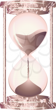 Vintage sand hourglass in rose gold colors design.
