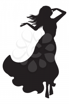 Abstract silhouette of a belly dancer woman illustration.