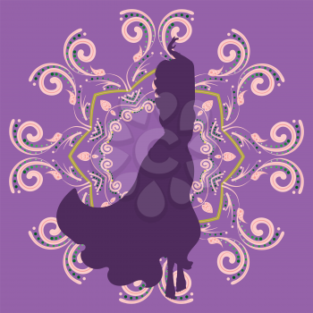 Abstract silhouette of a belly dancer woman illustration.