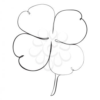 Clover or shamrock leaf in line art style illustration.