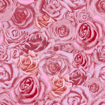 A lot of beautiful bright pink rosebuds, lovely seamless pattern