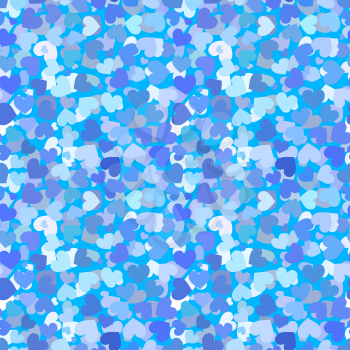A lot of blue and cyan hearts seamless pattern