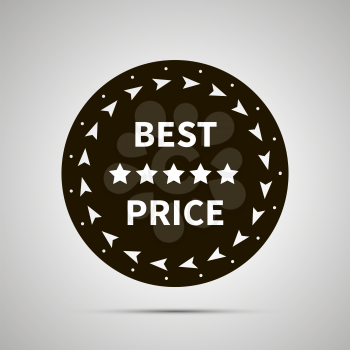 Best price badge simple black icon with shadow