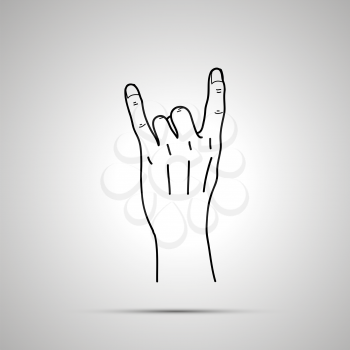 Cartoon hand in corna gesture, simple outline icon