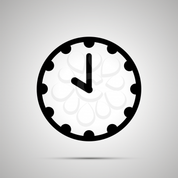 Clock face showing 10-00, simple black icon isolated on white