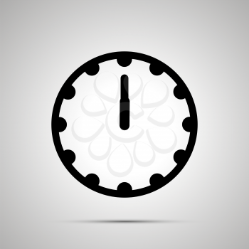 Clock face showing 12-00, simple black icon isolated on white