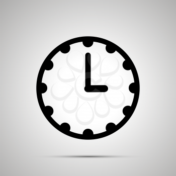 Clock face showing 3-00, simple black icon isolated on white