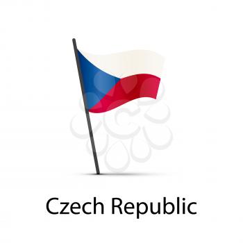 Czech Republic flag on pole, infographic element isolated on white