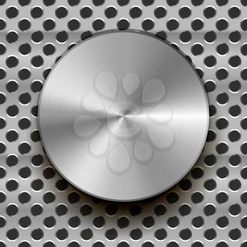 Glossy metal knob with shadow on grid