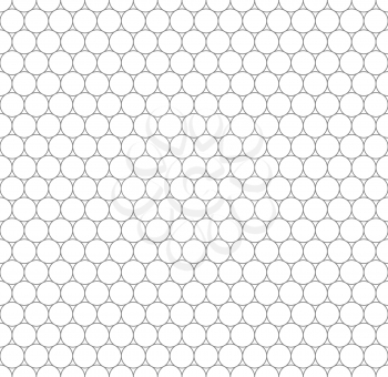 Gray grid of five millimeters circles on white, seamless pattern