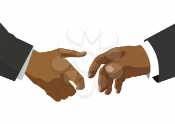 Handshake between two black people, flat illustration for business and finance concept on white