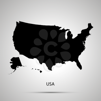 United states on America country map, simple black silhouette