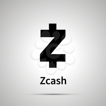 Zcash cryptocurrency simple black icon with shadow