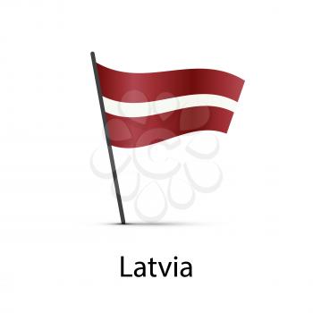 Latvia flag on pole, infographic element isolated on white