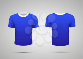 Mockup of blank blue realistic sport t-shirt with shadow