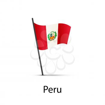 Peru flag on pole, infographic element isolated on white
