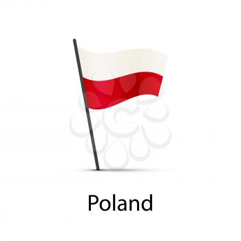 Poland flag on pole, infographic element isolated on white