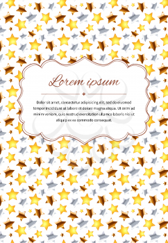Retro card background with many stars and text template, a4 size vertical illustration