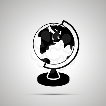 School globe silhouette, simple black icon with shadow