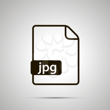 Simple black file icon with jpg extension on gray