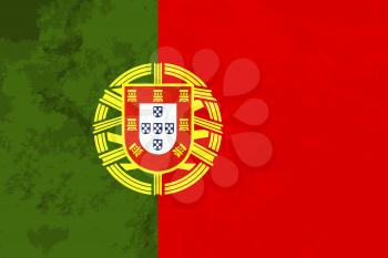 True proportions Portugal flag with grunge texture