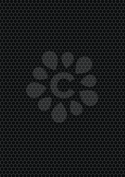 White color hexagon grid on black, a4 size vertical background