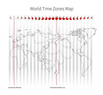 World Time Zones Map isolated on white