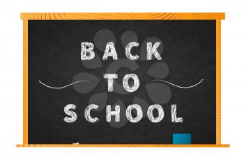 Back to school chalk lettering on blackboard isolated on white